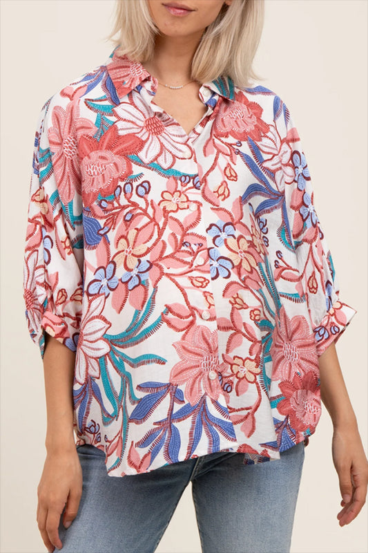 Casual Batsleeved Floral Top