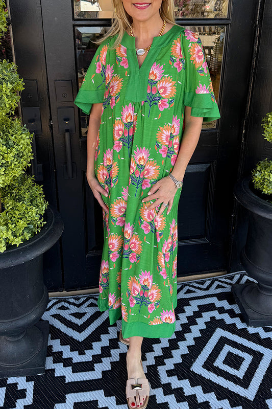 Floral Bell Sleeve Maxi Dress