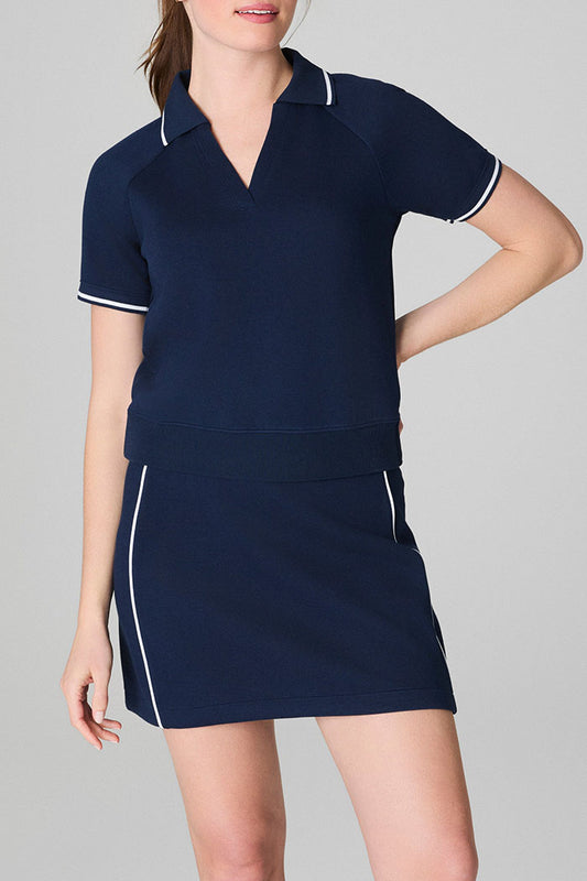 Polo Collar Contrast Trim Suit