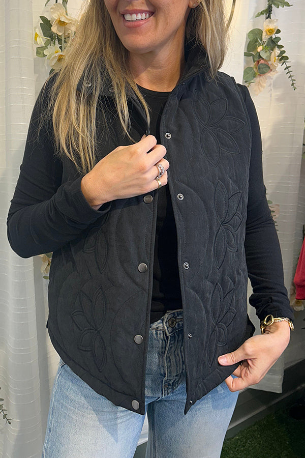 Quilted Zip Front Pockets Vest