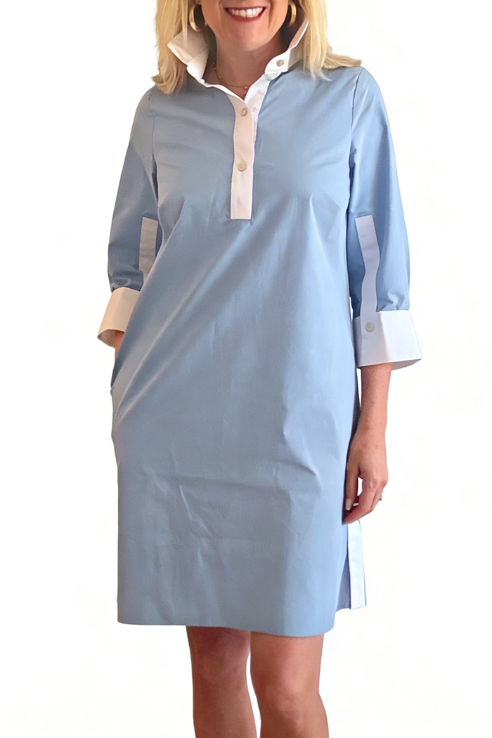 Contrast Trim Pocket Dress