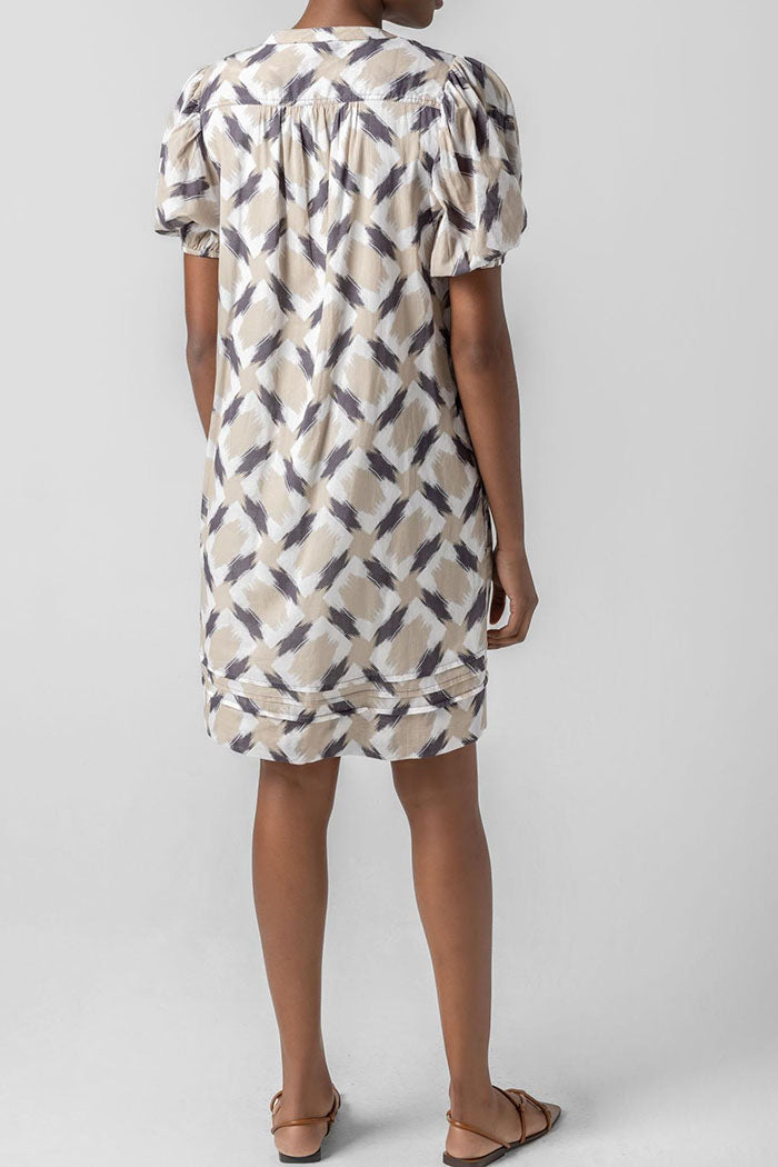 Shirred Bubble Sleeves Pocket Dress