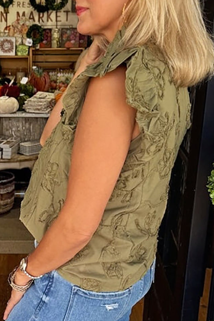 Ruffles Sleeve Button Top