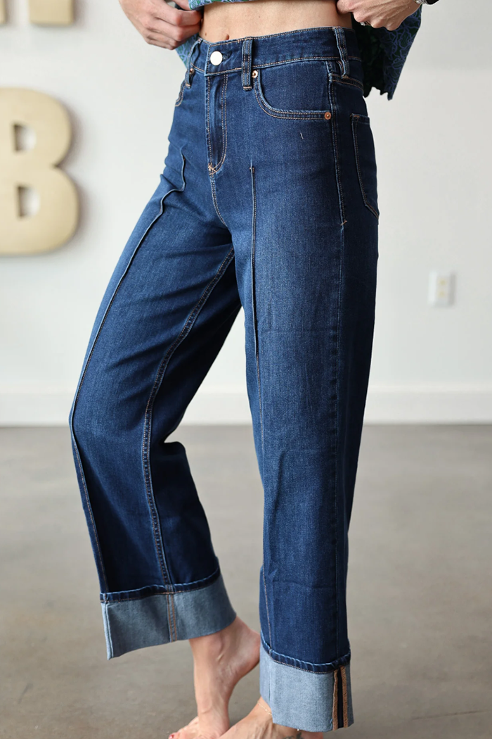 Casual Cuffed Hem Jeans