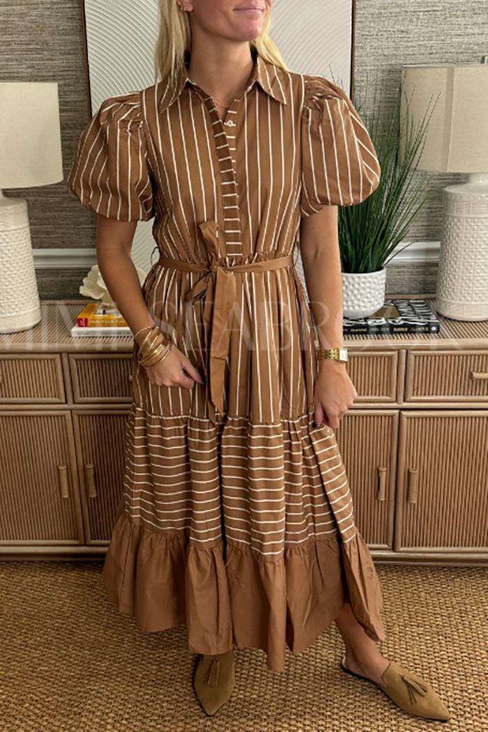 Puff Sleeve Striped Dress