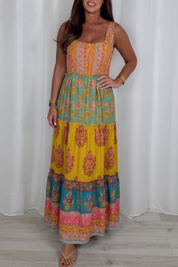 Boho Floral Tiered Maxi Dress