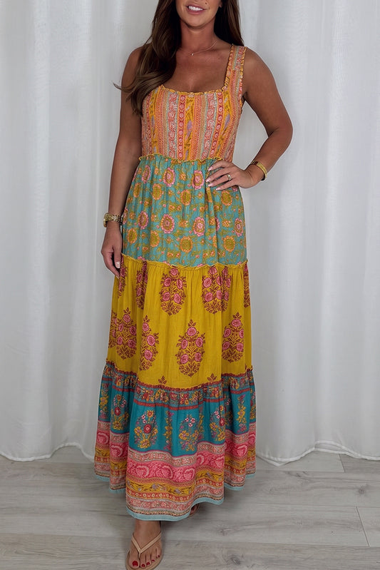 Boho Floral Tiered Maxi Dress