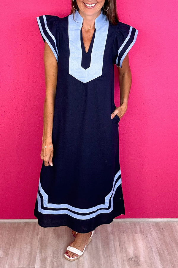 Casual V-Neck Midi Dress