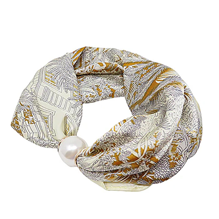 Pearl Magnet Floral Scarf Necklace