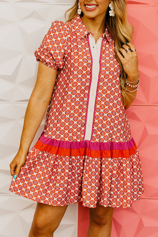 Button Down Pleated Hem Dress