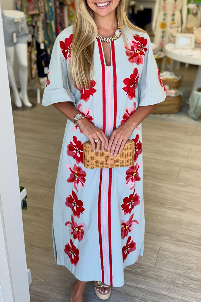 Batwing Slit Side Floral Caftan