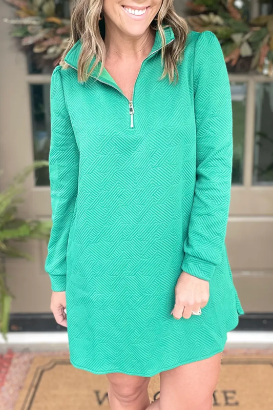 Double Take Textured Quarter Zip Dress