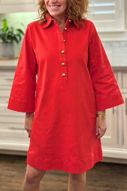 Casual Button Pocket Dress