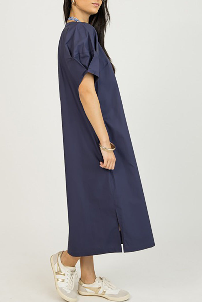 Pocketed Puff Sleeve Midi Dress