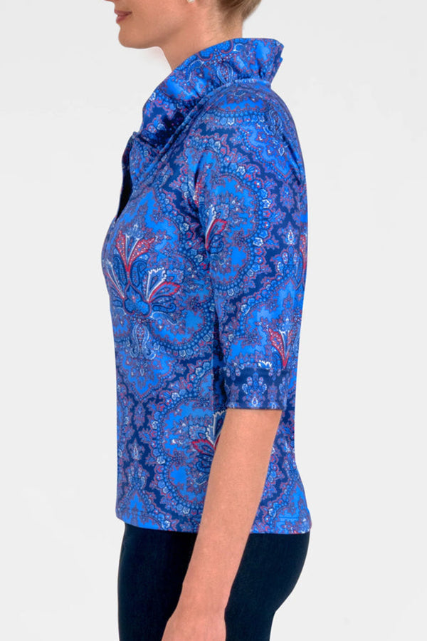 Casual 3/4 Sleeve Ruffneck Top