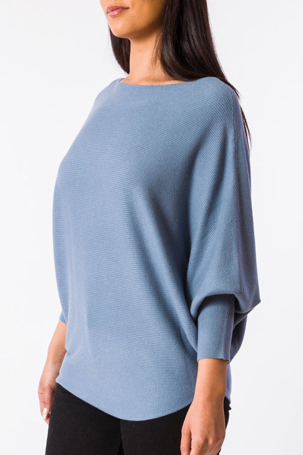 Solid Color Bat Sleeved Sweater
