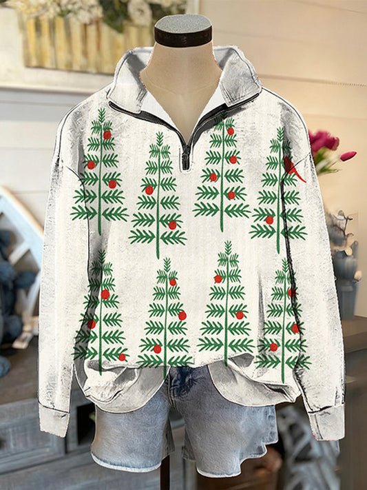Casual Christmas Tree Pattern Top