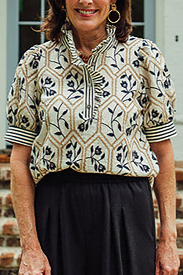 Casual Floral Embroidered Top