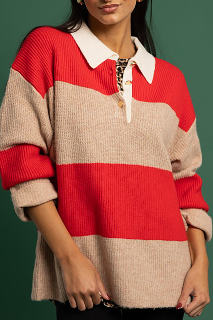 Bold Stripe Collared Sweater