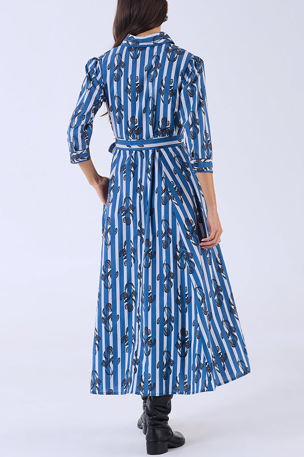 Stripes Floral Maxi Dress