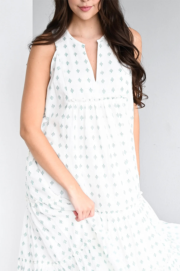 Crosshatch Tiered Sleeveless Dress