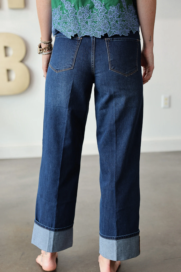 Casual Cuffed Hem Jeans