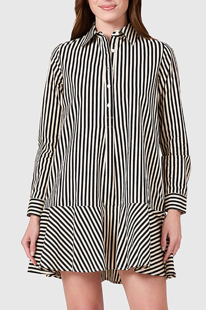 Stripes Ruffles Hem Dress