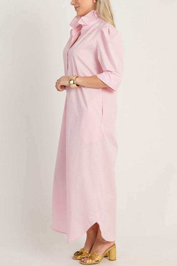 Solid Color Ruffles Collar Dress