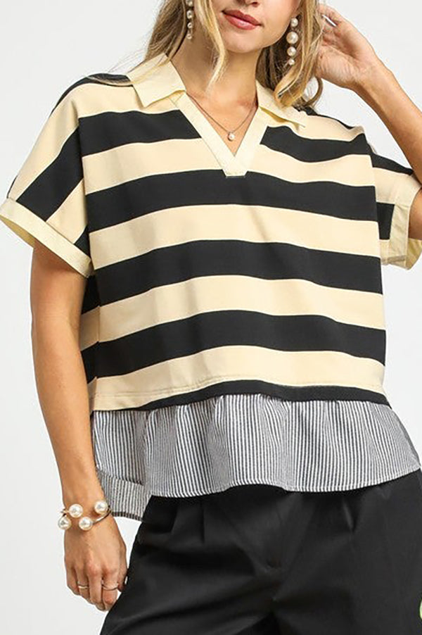 Casual Stripes Contrast Top