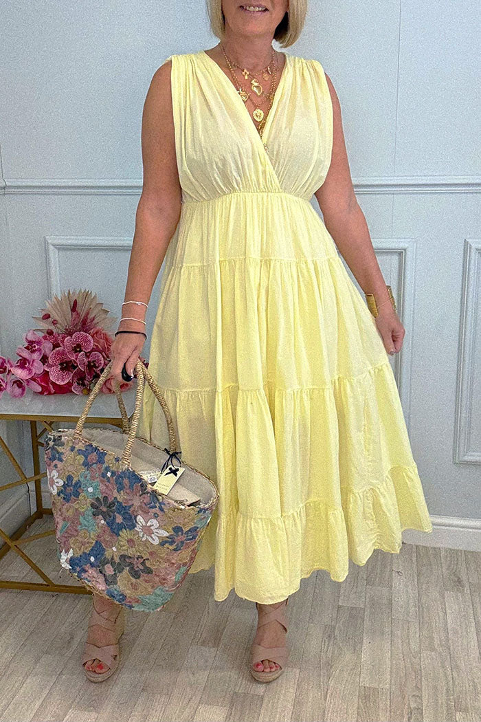 Solid Color Sleeveless Tiered Dress