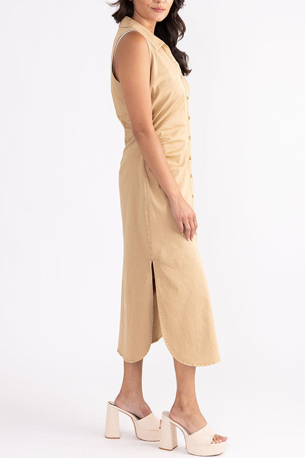 Solid Color Waist Crease Dress