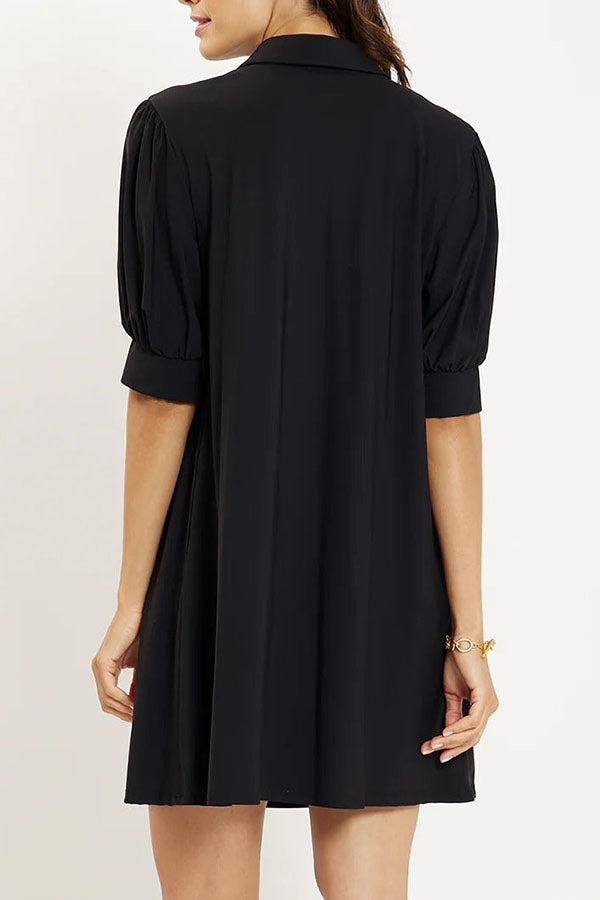 Puff Sleeve Pocket Dress