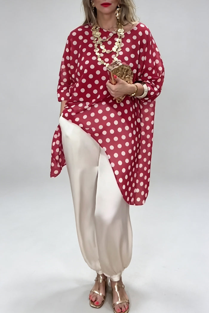 Polka Dot Top &  Ankle Tie Detail Pants Set