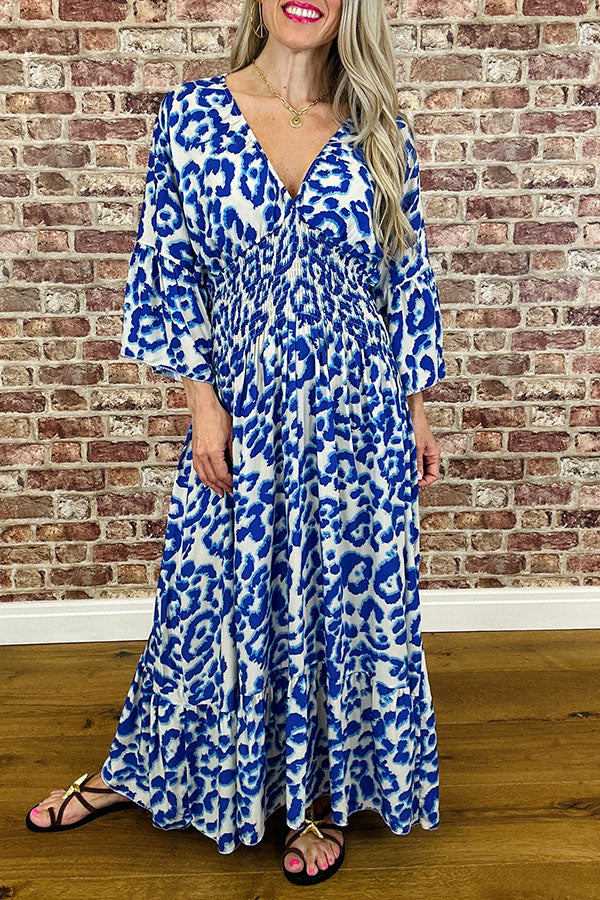 Leopard Print Flared Sleeve Dress