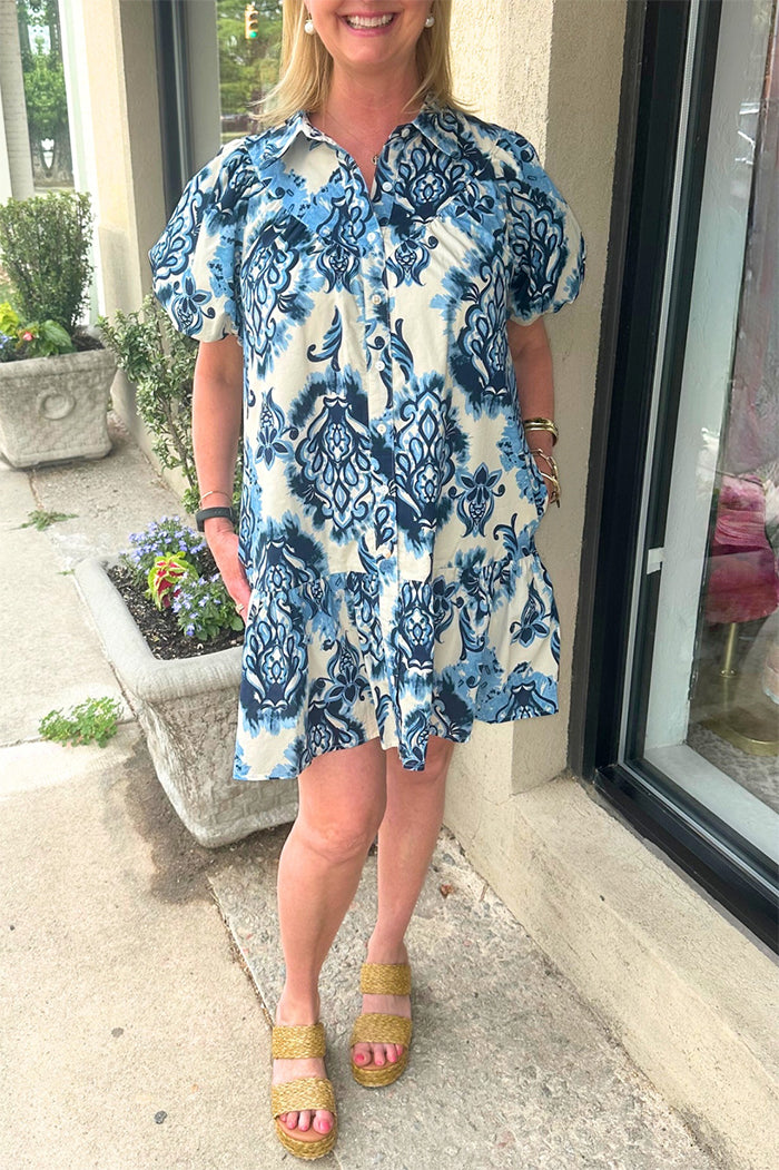 Daisy Puff Sleeve Shirt Dress