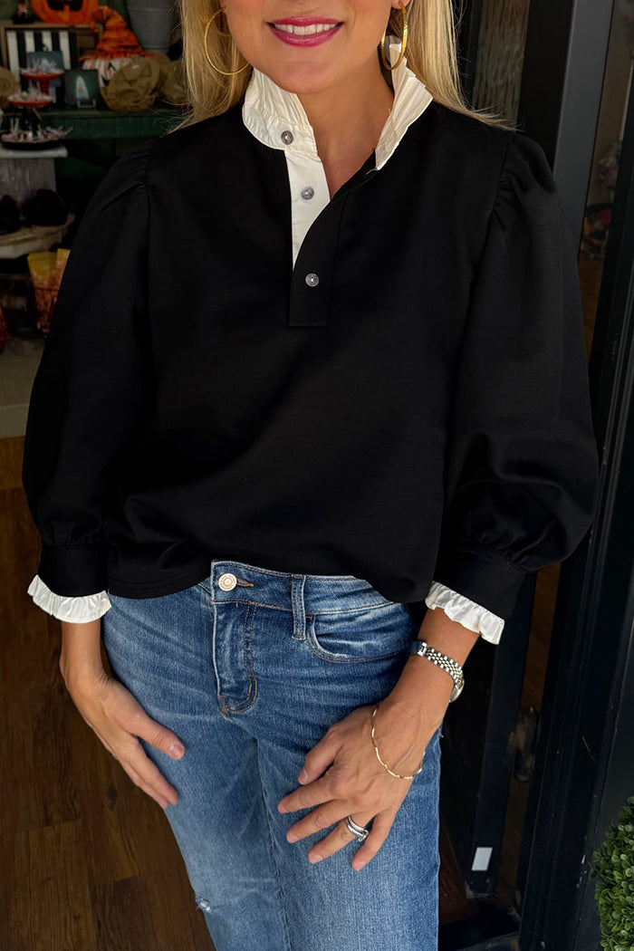 Casual Ruffles Collar Top