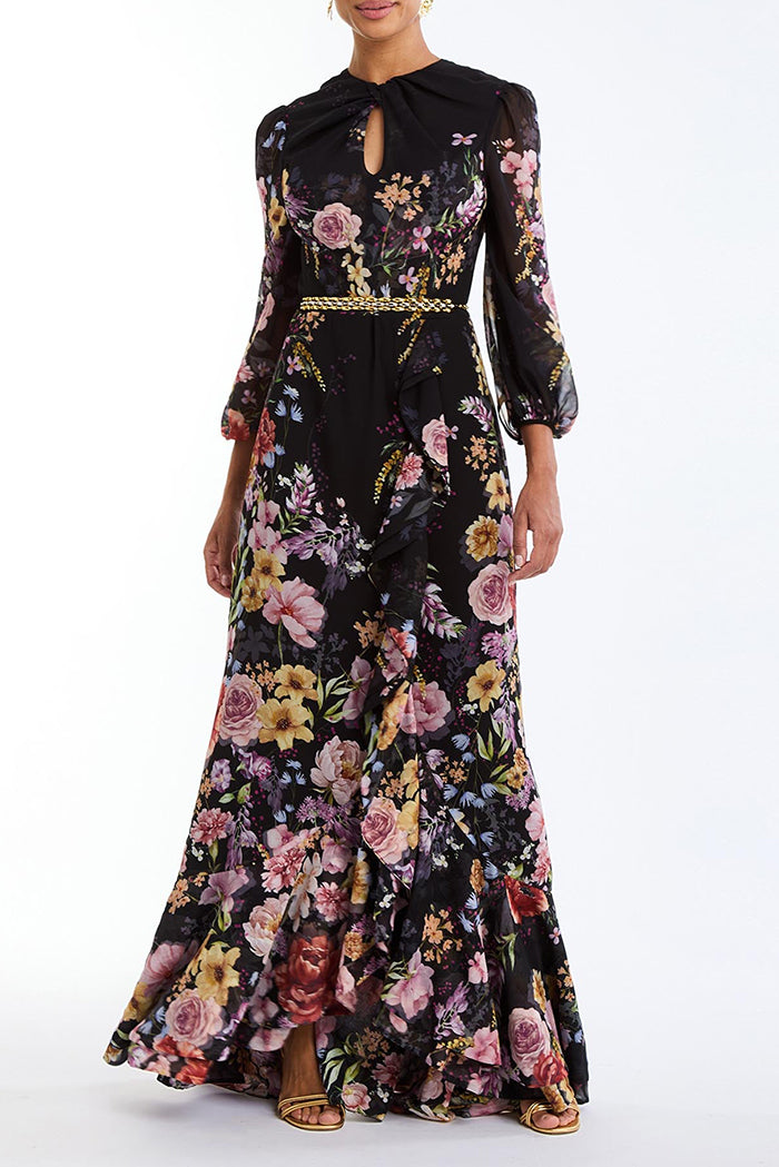 Ruched Waist Floral Maxi Dress