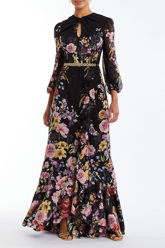 Ruched Waist Floral Maxi Dress