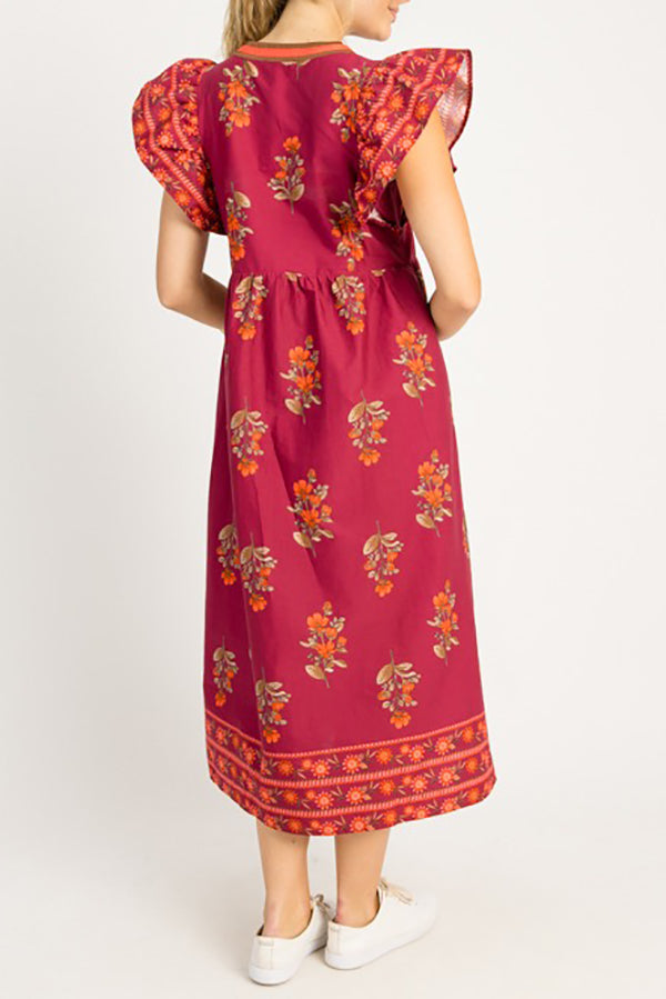 Flutter Sleeve Floral Dress