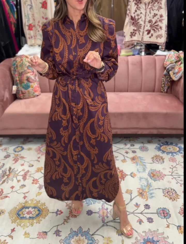 Bold Printed Belt Dress