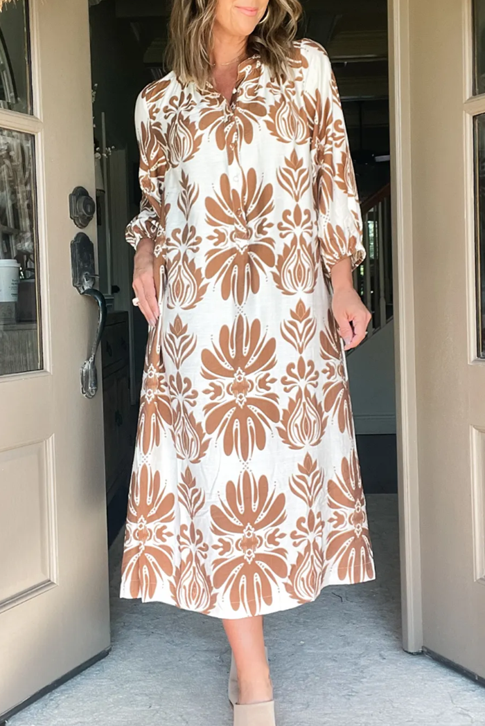 Mix Abstract Floral Print Dress