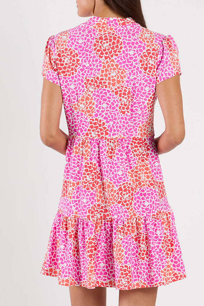 Floral Short Sleeve Ruffle Hem Dress