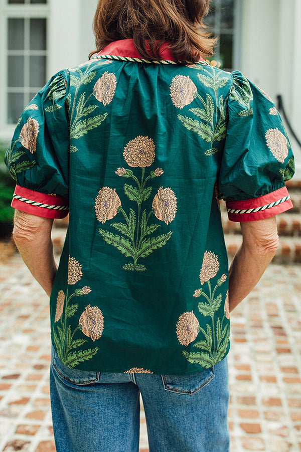Casual Puff Sleeve Floral Top