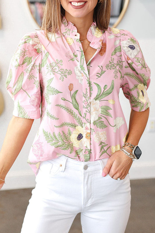 Ruffle Collar Floral Top