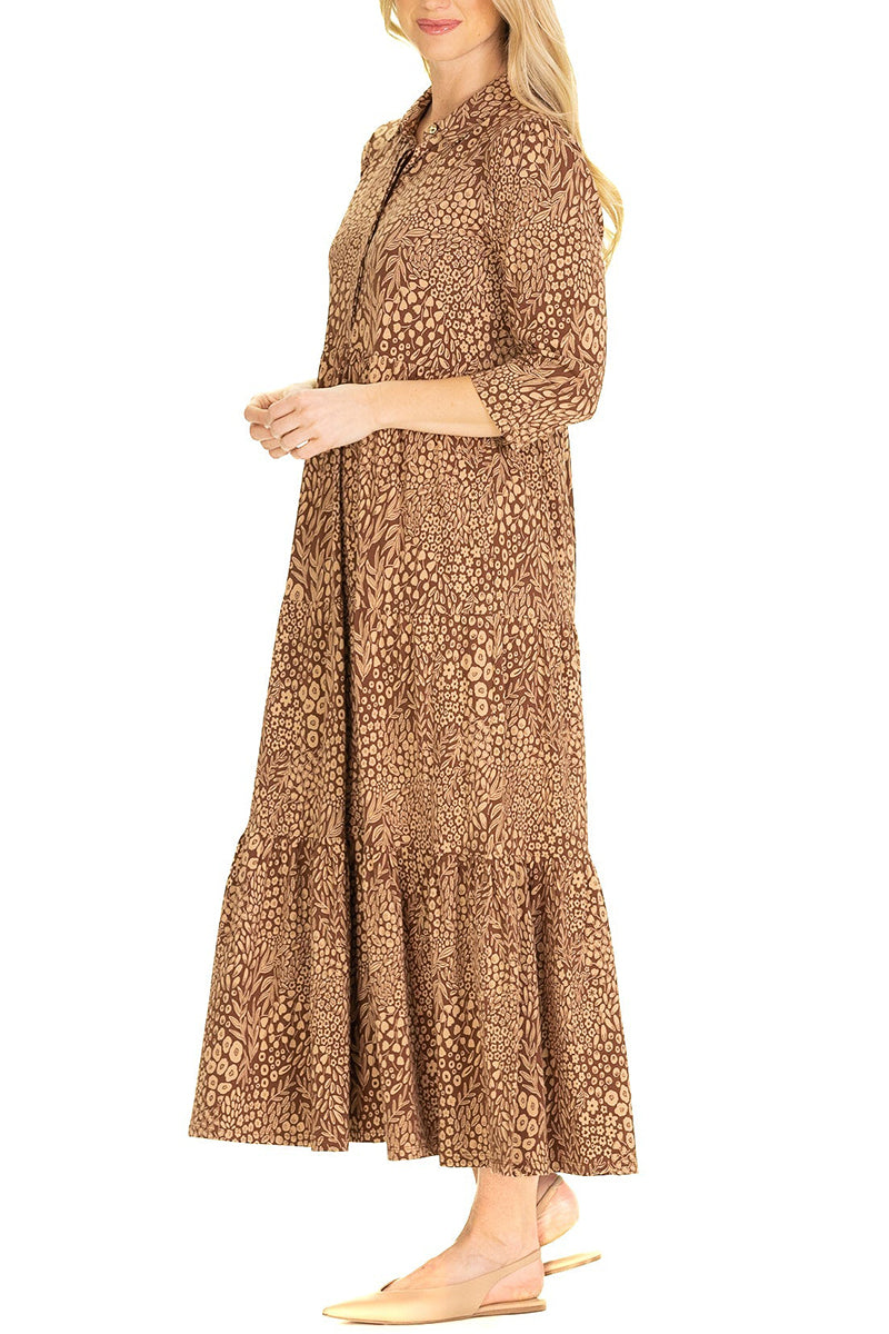 3/4 Length Sleeves Midi Dress