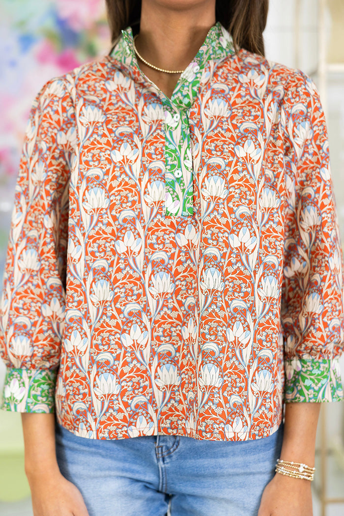 Puff Sleeve Floral Print Top