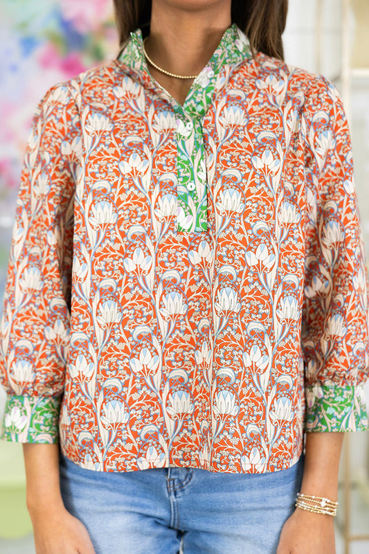 Puff Sleeve Floral Print Top