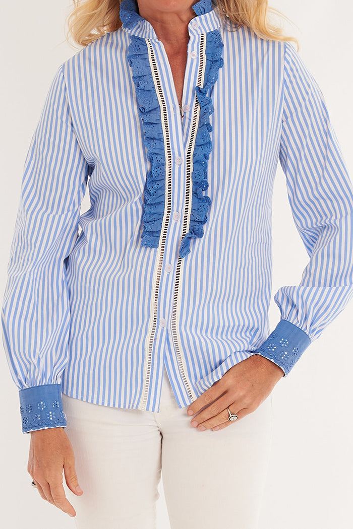 Ruffles Detail Stripe Blouse