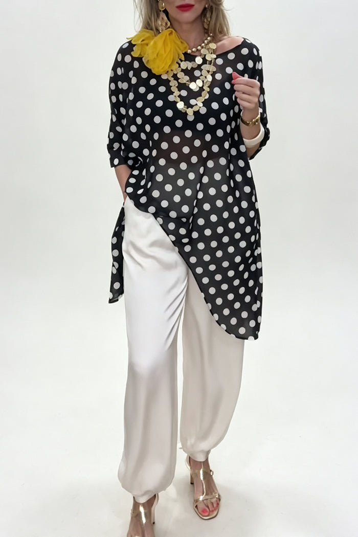 Polka Dot Top &  Ankle Tie Detail Pants Set