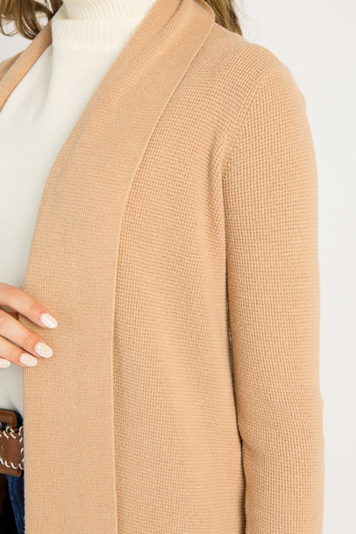 Waffle Knit Long Cardigan
